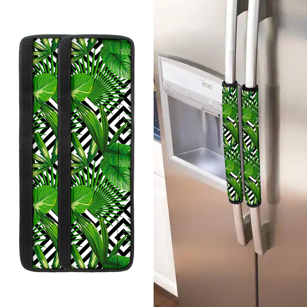 Exotic Tropical Leaves Pattern Print Refrigerator Handle Covers