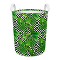 Exotic Tropical Leaves Pattern Print Round Laundry Basket