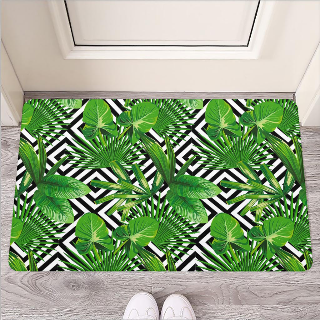 Exotic Tropical Leaves Pattern Print Rubber Doormat