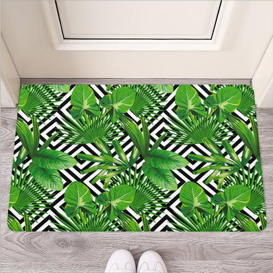 Exotic Tropical Leaves Pattern Print Rubber Doormat