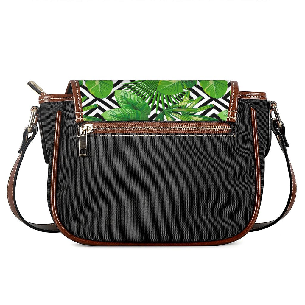 Exotic Tropical Leaves Pattern Print Saddle Bag