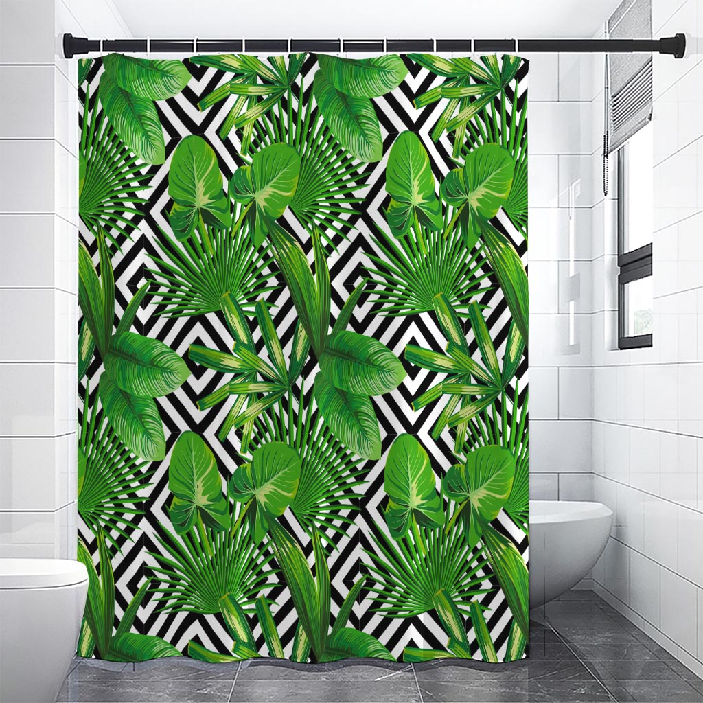 Exotic Tropical Leaves Pattern Print Shower Curtain