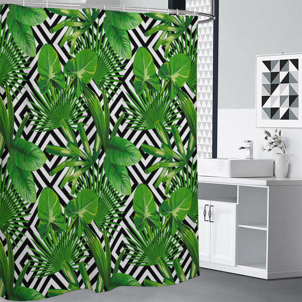 Exotic Tropical Leaves Pattern Print Shower Curtain