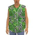 Exotic Tropical Leaves Pattern Print Sleeveless Baseball Jersey
