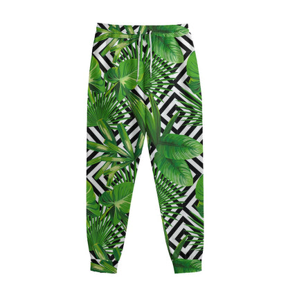 Exotic Tropical Leaves Pattern Print Sweatpants