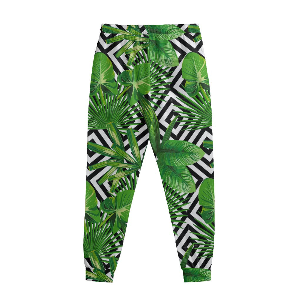 Exotic Tropical Leaves Pattern Print Sweatpants