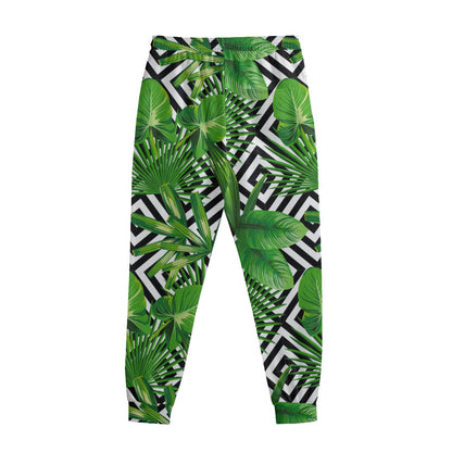 Exotic Tropical Leaves Pattern Print Sweatpants
