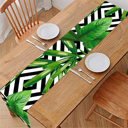 Exotic Tropical Leaves Pattern Print Table Runner