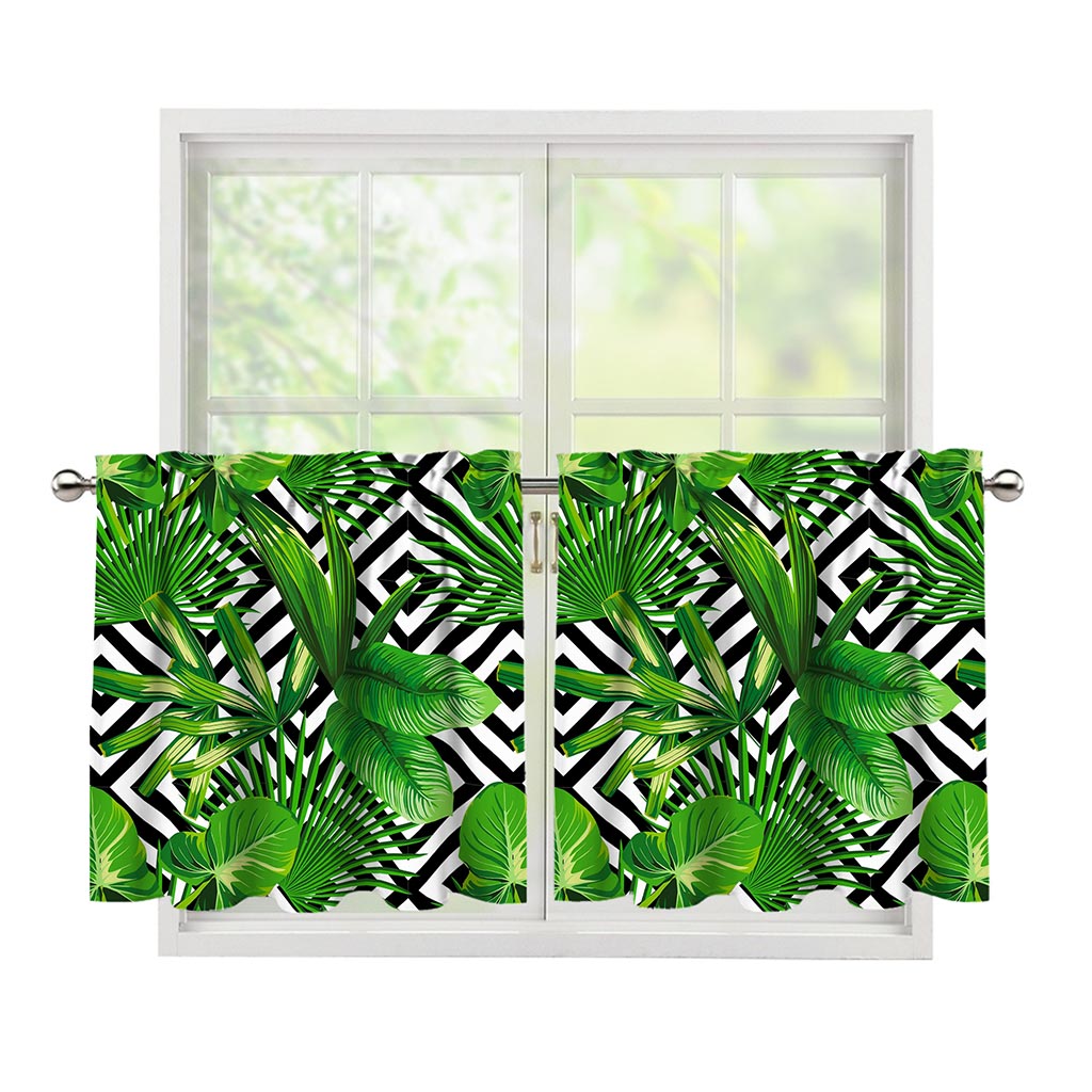 Exotic Tropical Leaves Pattern Print Tier Curtains