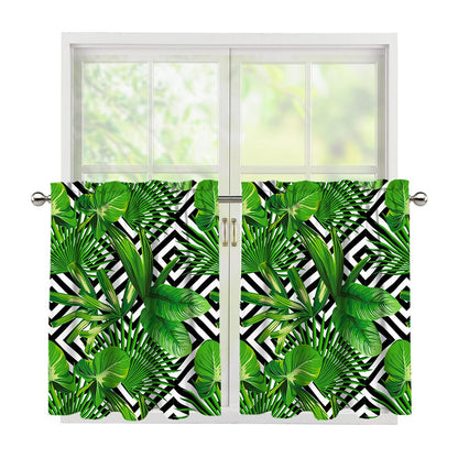 Exotic Tropical Leaves Pattern Print Tier Curtains