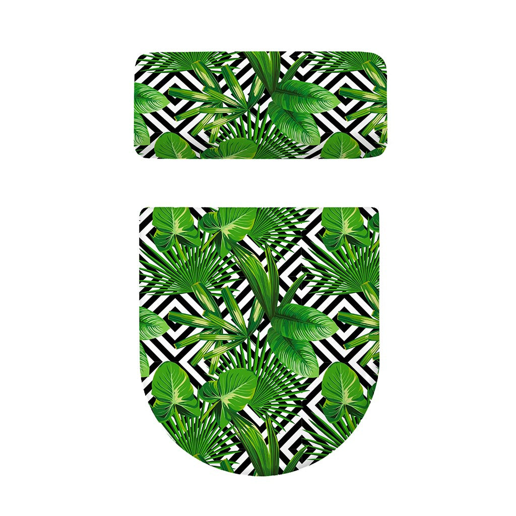 Exotic Tropical Leaves Pattern Print Toilet Lid And Tank Cover Set