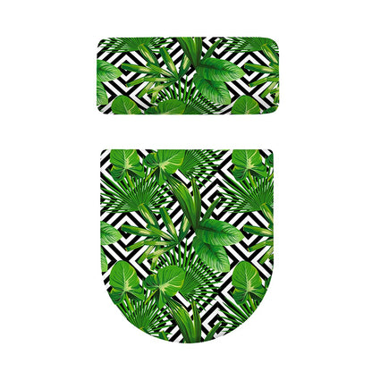 Exotic Tropical Leaves Pattern Print Toilet Lid And Tank Cover Set