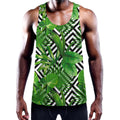Exotic Tropical Leaves Pattern Print Men's Workout Tank Top