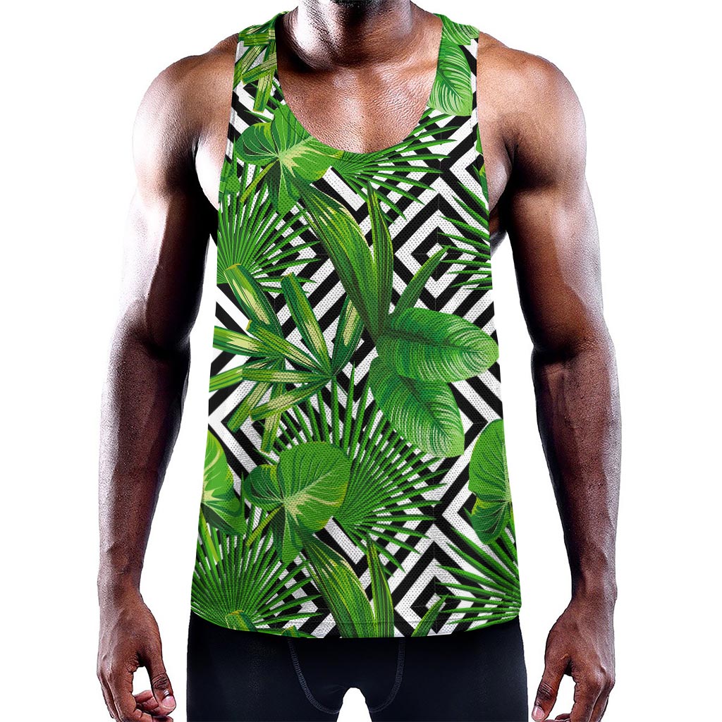 Exotic Tropical Leaves Pattern Print Training Tank Top