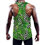 Exotic Tropical Leaves Pattern Print Training Tank Top