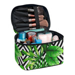 Exotic Tropical Leaves Pattern Print Travel Makeup Bag