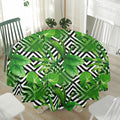 Exotic Tropical Leaves Pattern Print Waterproof Round Tablecloth