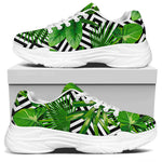 Exotic Tropical Leaves Pattern Print White Chunky Shoes