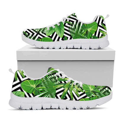 Exotic Tropical Leaves Pattern Print White Running Shoes