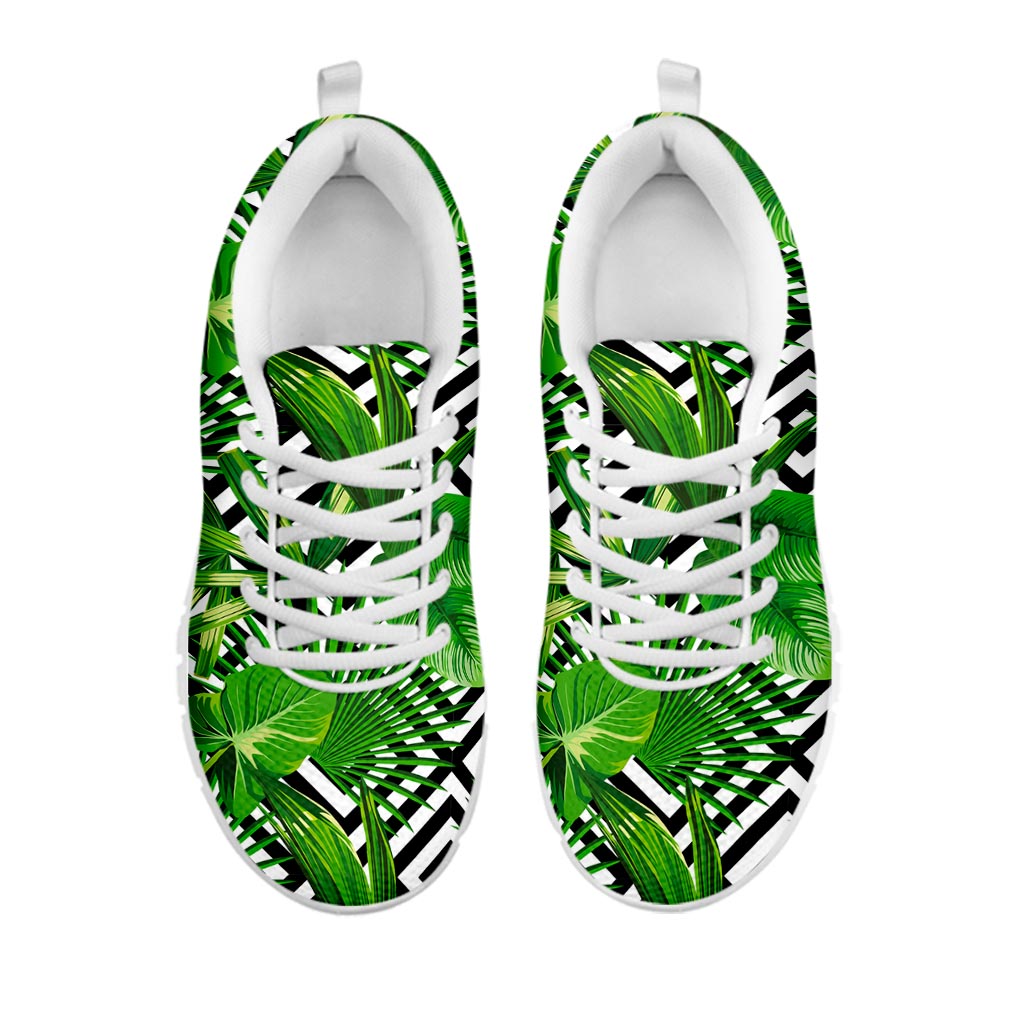Exotic Tropical Leaves Pattern Print White Running Shoes