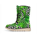 Exotic Tropical Leaves Pattern Print Winter Boots