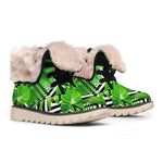 Exotic Tropical Leaves Pattern Print Winter Boots