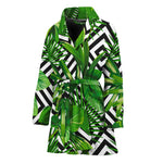 Exotic Tropical Leaves Pattern Print Women's Bathrobe