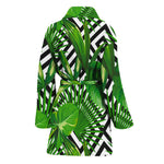 Exotic Tropical Leaves Pattern Print Women's Bathrobe