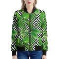 Exotic Tropical Leaves Pattern Print Women's Bomber Jacket