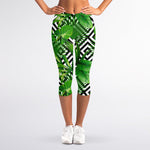 Exotic Tropical Leaves Pattern Print Women's Capri Leggings