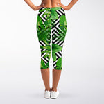 Exotic Tropical Leaves Pattern Print Women's Capri Leggings