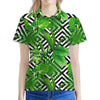 Exotic Tropical Leaves Pattern Print Women's Polo Shirt