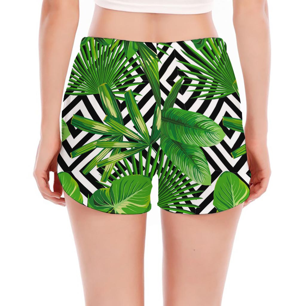 Exotic Tropical Leaves Pattern Print Women's Split Running Shorts