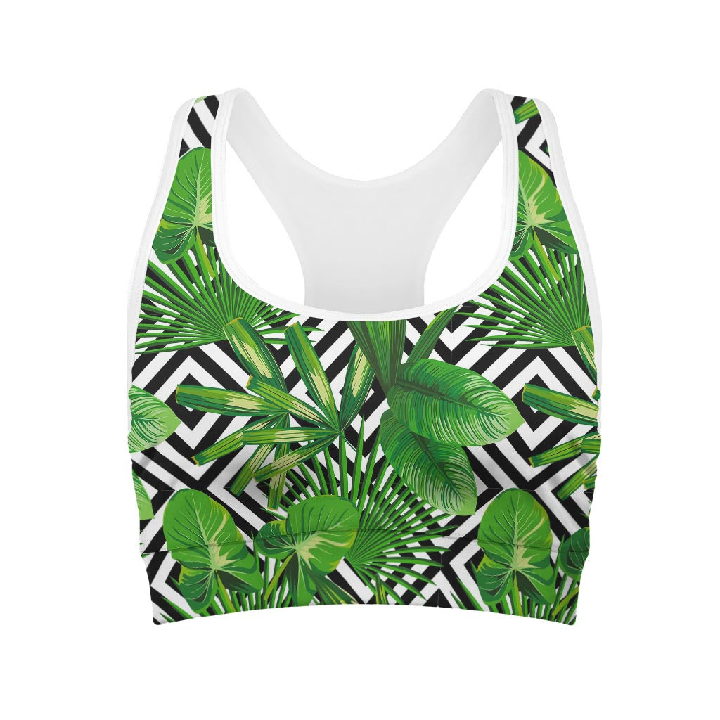 Exotic Tropical Leaves Pattern Print Women's Sports Bra
