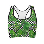 Exotic Tropical Leaves Pattern Print Women's Sports Bra