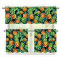 Exotic Tropical Pineapple Pattern Print 3 Piece Kitchen Curtains