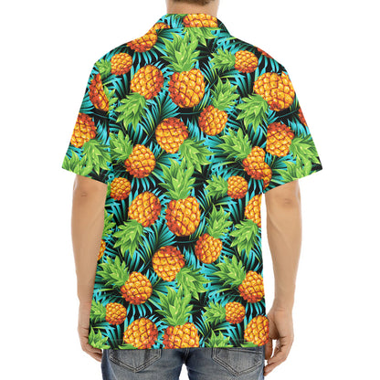 Exotic Tropical Pineapple Pattern Print Aloha Shirt