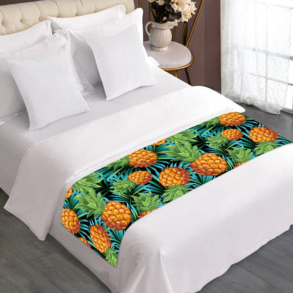 Exotic Tropical Pineapple Pattern Print Bed Runner