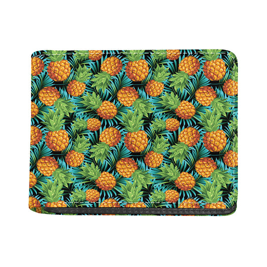 Exotic Tropical Pineapple Pattern Print Bifold Wallet