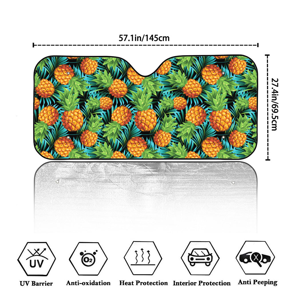 Exotic Tropical Pineapple Pattern Print Car Windshield Sun Shade