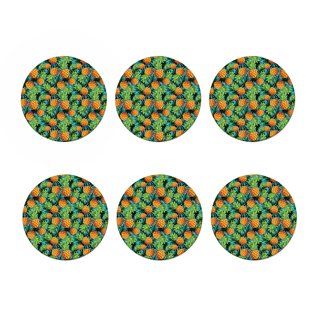 Exotic Tropical Pineapple Pattern Print Coaster Set