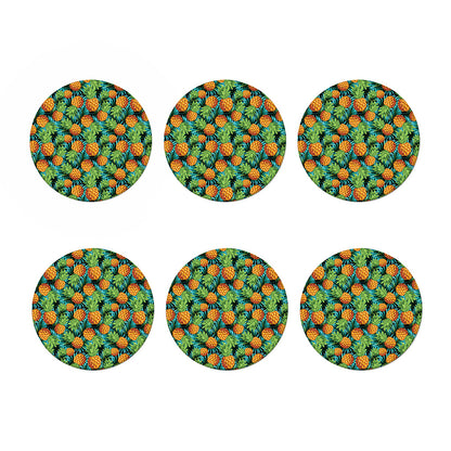 Exotic Tropical Pineapple Pattern Print Coaster Set
