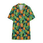 Exotic Tropical Pineapple Pattern Print Cotton Hawaiian Shirt