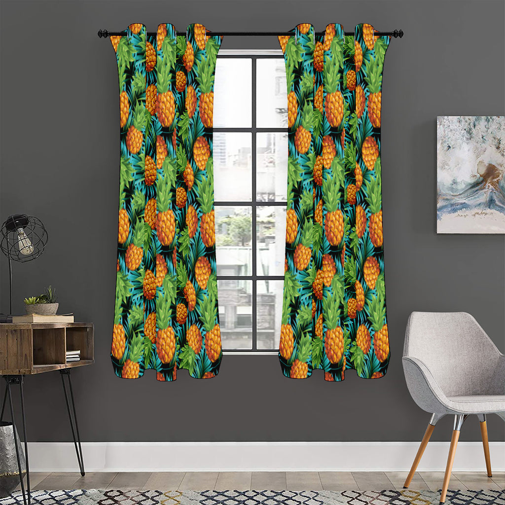 Exotic Tropical Pineapple Pattern Print Curtain
