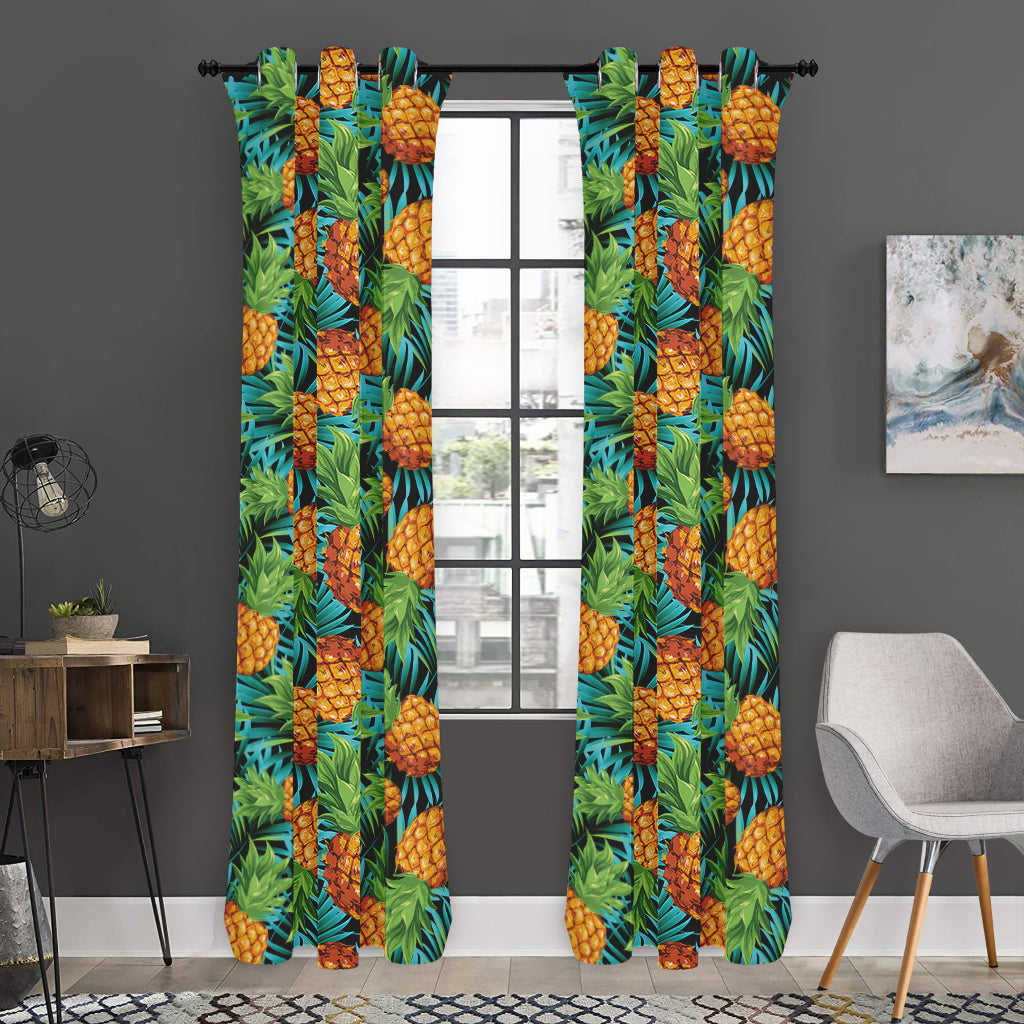 Exotic Tropical Pineapple Pattern Print Curtain