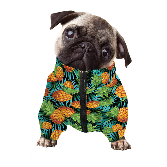 Exotic Tropical Pineapple Pattern Print Dog Zip Up Jacket