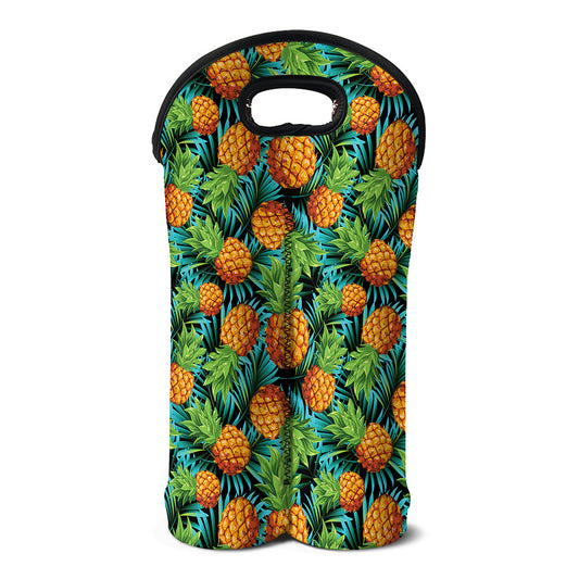 Exotic Tropical Pineapple Pattern Print Double Neoprene Wine Tote