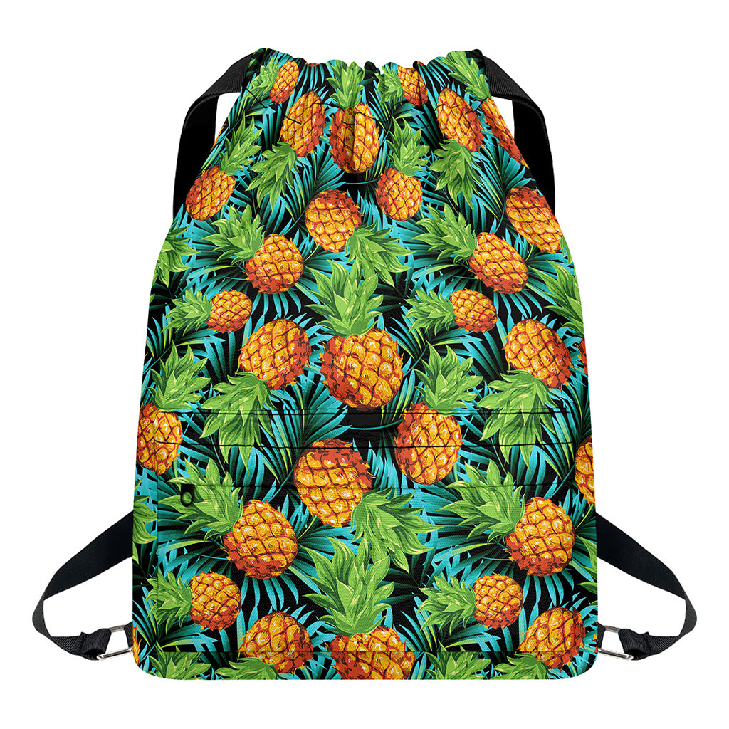 Exotic Tropical Pineapple Pattern Print Drawstring Backpack