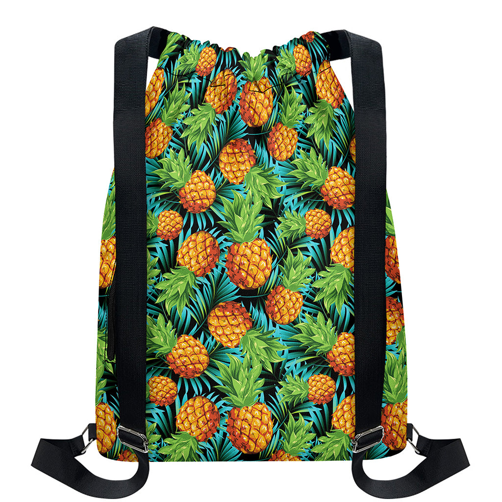Exotic Tropical Pineapple Pattern Print Drawstring Backpack