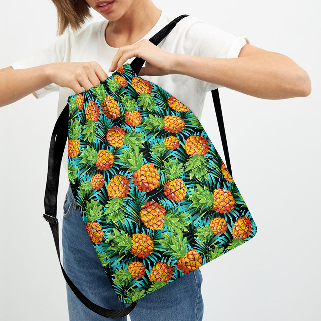 Exotic Tropical Pineapple Pattern Print Drawstring Backpack